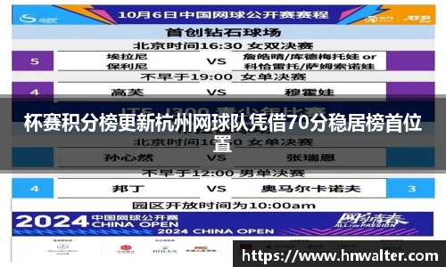 杯赛积分榜更新杭州网球队凭借70分稳居榜首位置
